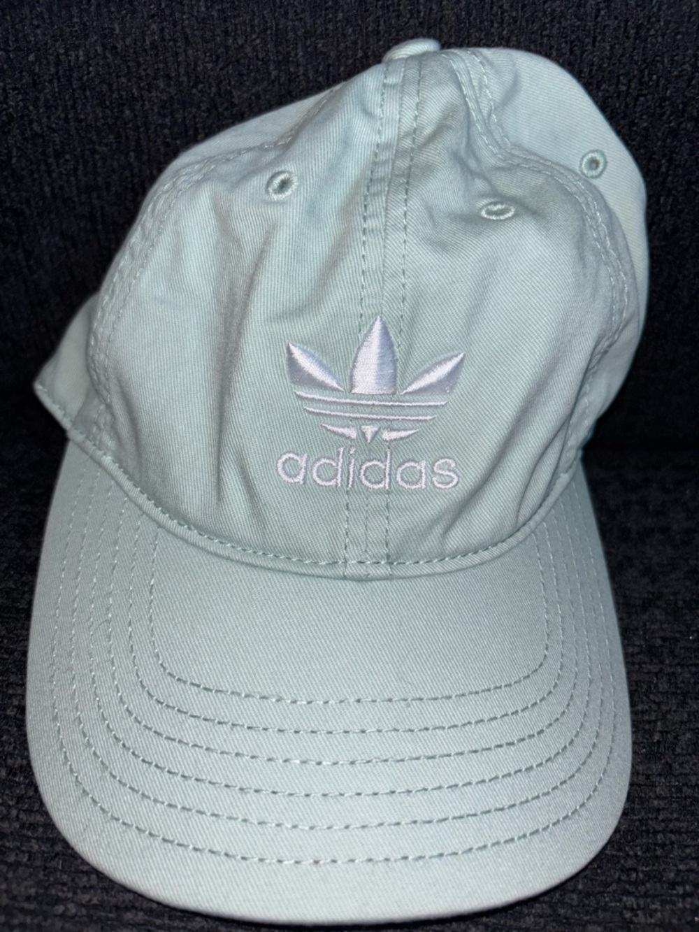 Adidas Hat Cap Strap Back Womens One Size Mint Green Trefoil Embroidered Cotton